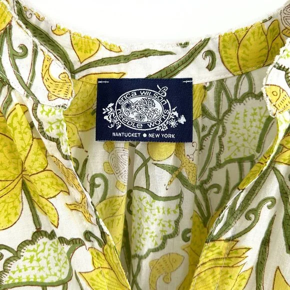 [relisted] Erica Wilson Yellow White & Green Floral Loose Fit Mini Dress - Picture 4 of 6